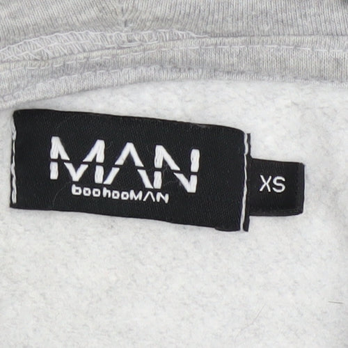 BoohooMAN Men's Grey Pullover Hoodie XS Regular Fit Logo Style