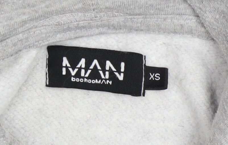 BoohooMAN Men's Grey Pullover Hoodie XS Regular Fit Logo Style