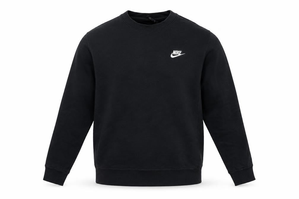 Front view of Nike Men's Black Small Pullover Crew Neck Sweatshirt