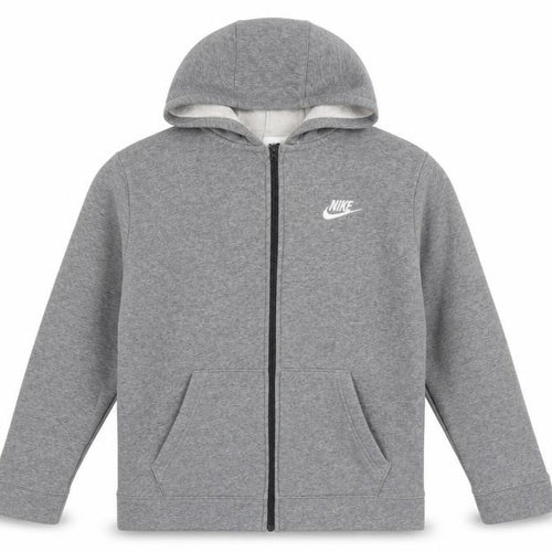 Nike Boys Grey Full Zip Hoodie XL 158-170cm Cotton Fleece Sweatshirt