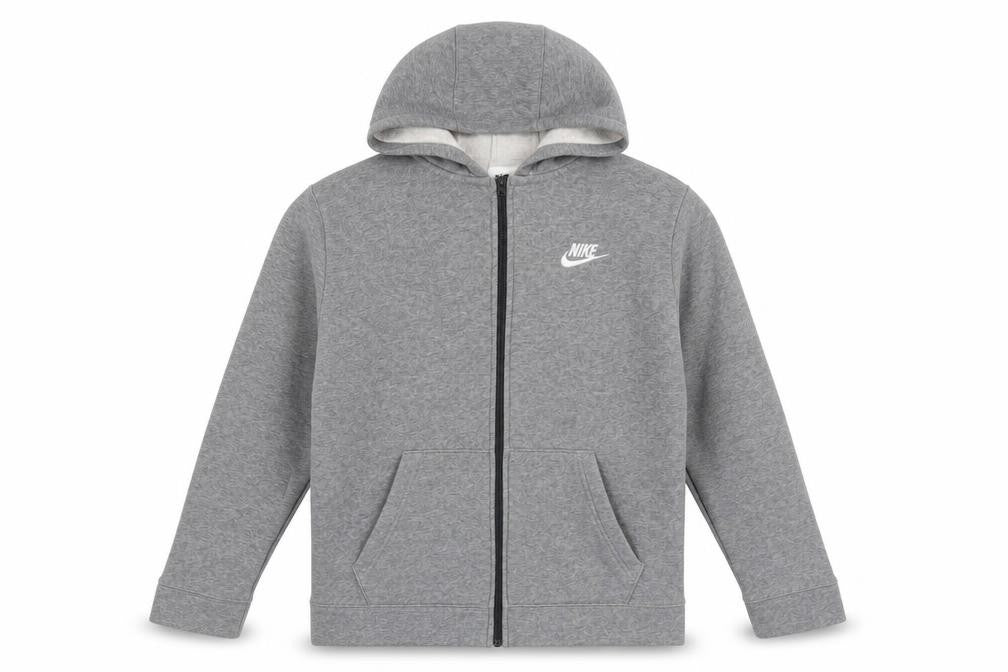 Nike Boys Grey Full Zip Hoodie XL 158-170cm Cotton Fleece Sweatshirt