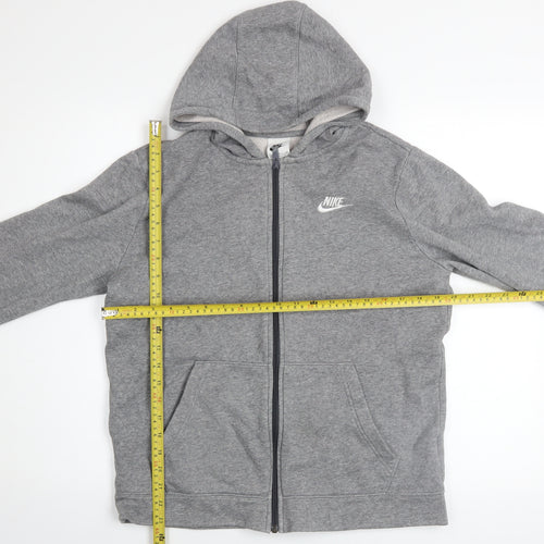 Nike Boys Grey Full Zip Hoodie XL 158-170cm Cotton Fleece Sweatshirt