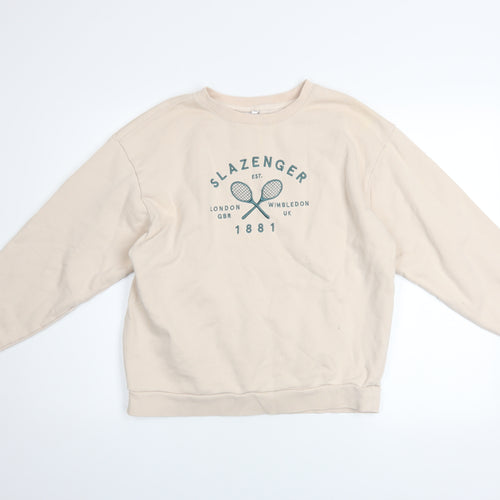Slazenger Women's Beige Crew Neck Pullover Sweatshirt Size 10