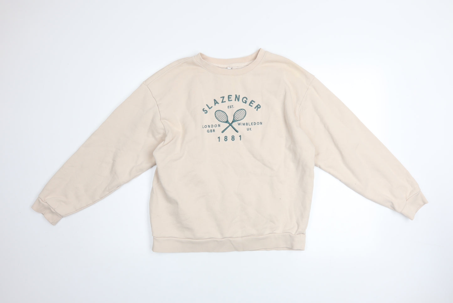 Slazenger Women's Beige Crew Neck Pullover Sweatshirt Size 10