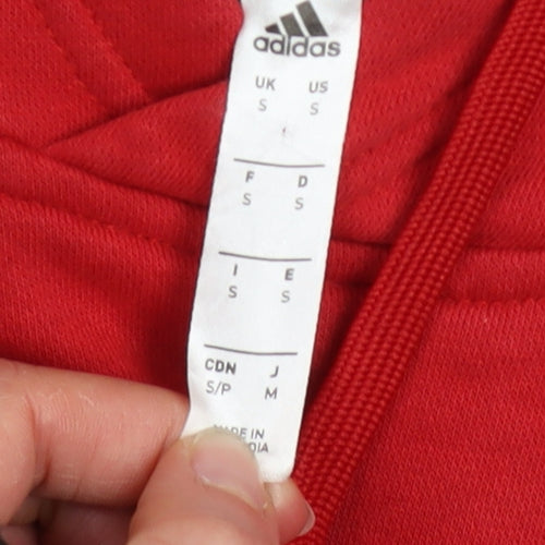 Adidas Men's Red Pullover Hoodie Small Regular Fit Fleece Sweatshirt