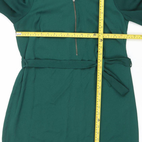 Edit Mark Heyes Women Green Size 10 Belted Shift Dress with Zip Detail
