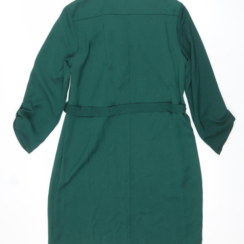 Edit Mark Heyes Women Green Size 10 Belted Shift Dress with Zip Detail