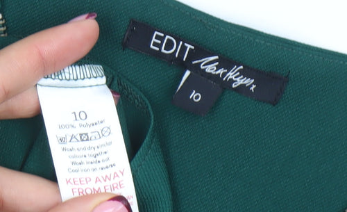 Edit Mark Heyes Women Green Size 10 Belted Shift Dress with Zip Detail