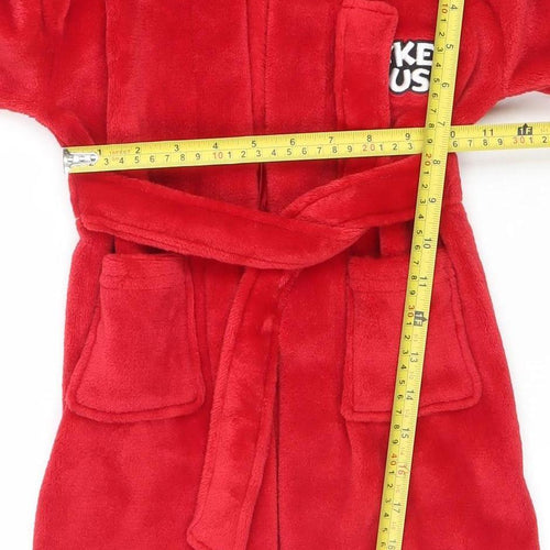 Disney Boys Red Mickey Mouse Fleece Hooded Robe 6 Years