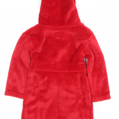 Disney Boys Red Mickey Mouse Fleece Hooded Robe 6 Years