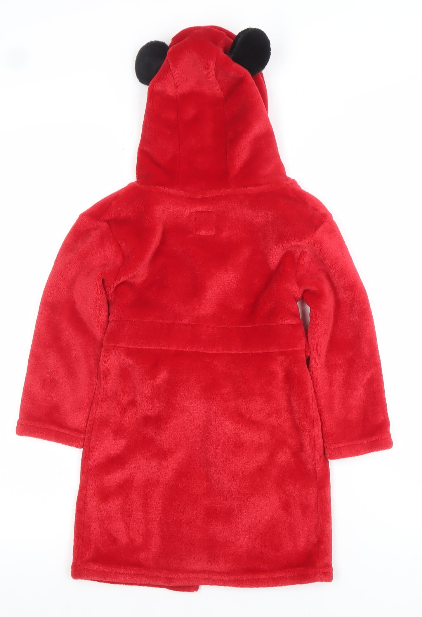 Disney Boys Red Mickey Mouse Fleece Hooded Robe 6 Years