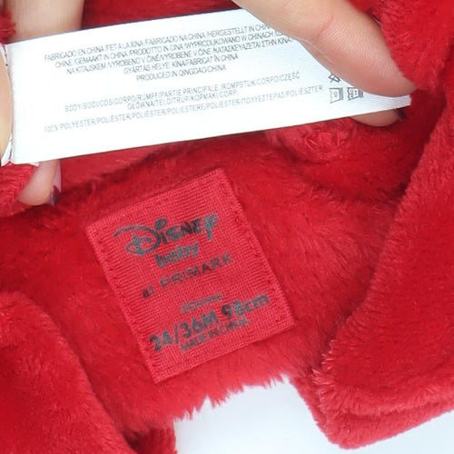 Disney Boys Red Mickey Mouse Fleece Hooded Robe 6 Years