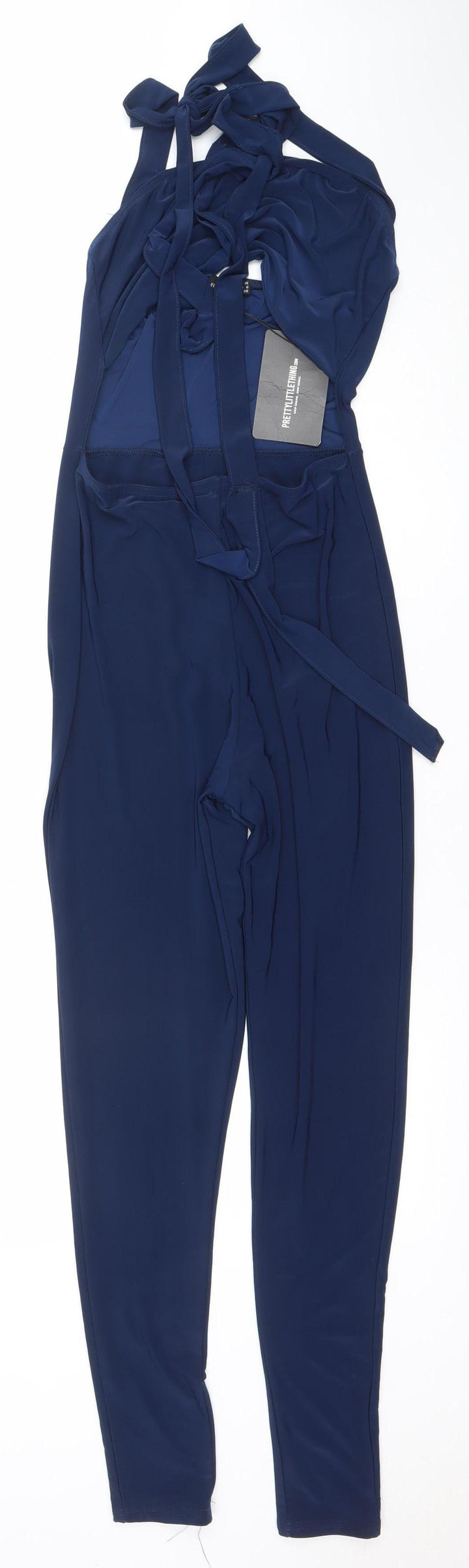 PrettyLittleThing Women Navy Blue Size 10 Strappy Jumpsuit Polyester Blend