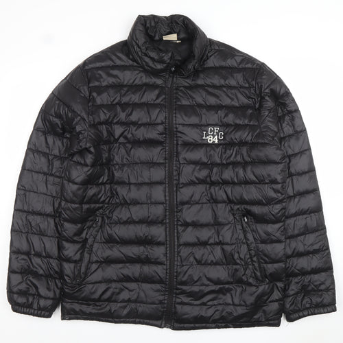 Leicester City FC Men's Black Puffer Jacket Size L Nylon Polyester