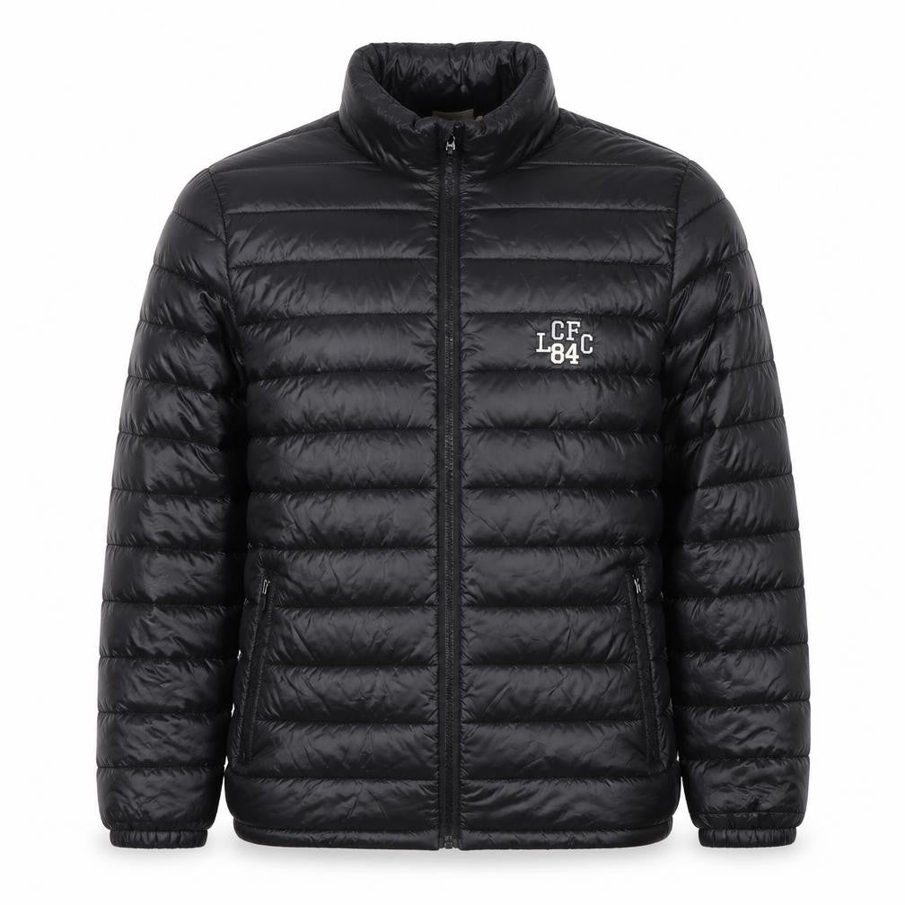 Leicester City FC Men's Black Puffer Jacket Size L Nylon Polyester