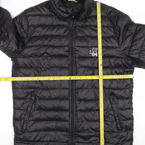 Leicester City FC Men's Black Puffer Jacket Size L Nylon Polyester