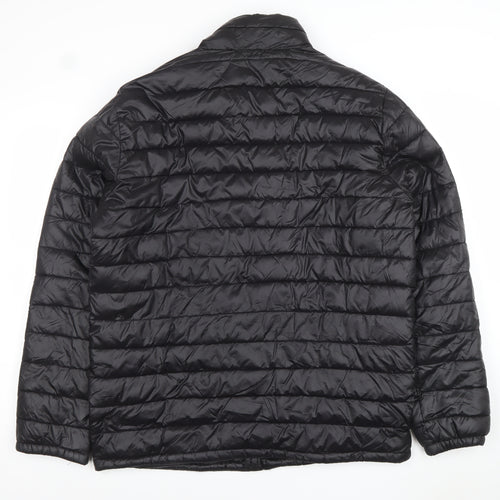 Leicester City FC Men's Black Puffer Jacket Size L Nylon Polyester