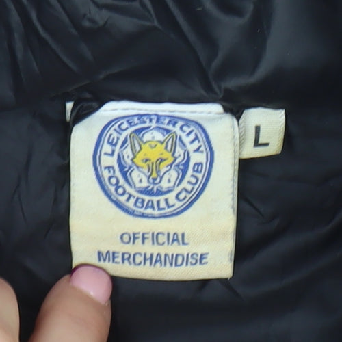 Leicester City FC Men's Black Puffer Jacket Size L Nylon Polyester