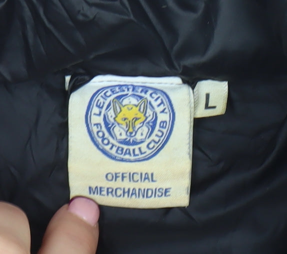 Leicester City FC Men's Black Puffer Jacket Size L Nylon Polyester