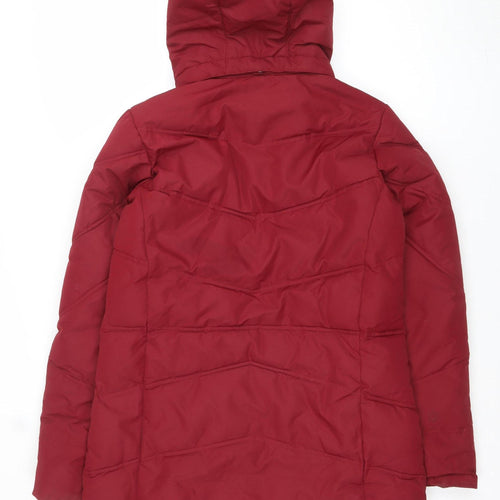Norrsken Womens Red Long Hooded Puffer Coat Size 8