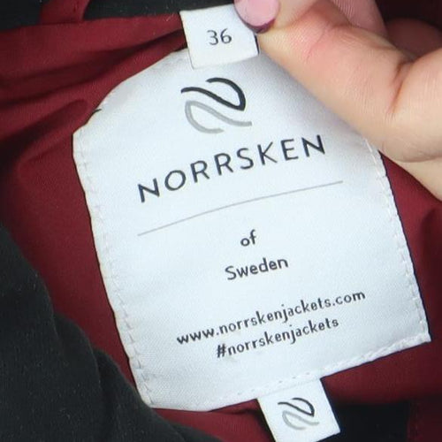 Norrsken Womens Red Long Hooded Puffer Coat Size 8