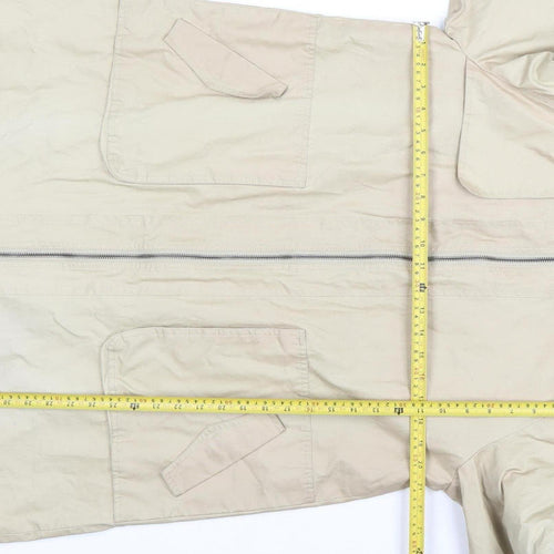 10 Seasons Women Beige Long Rain Coat M Full Zip Classic Style