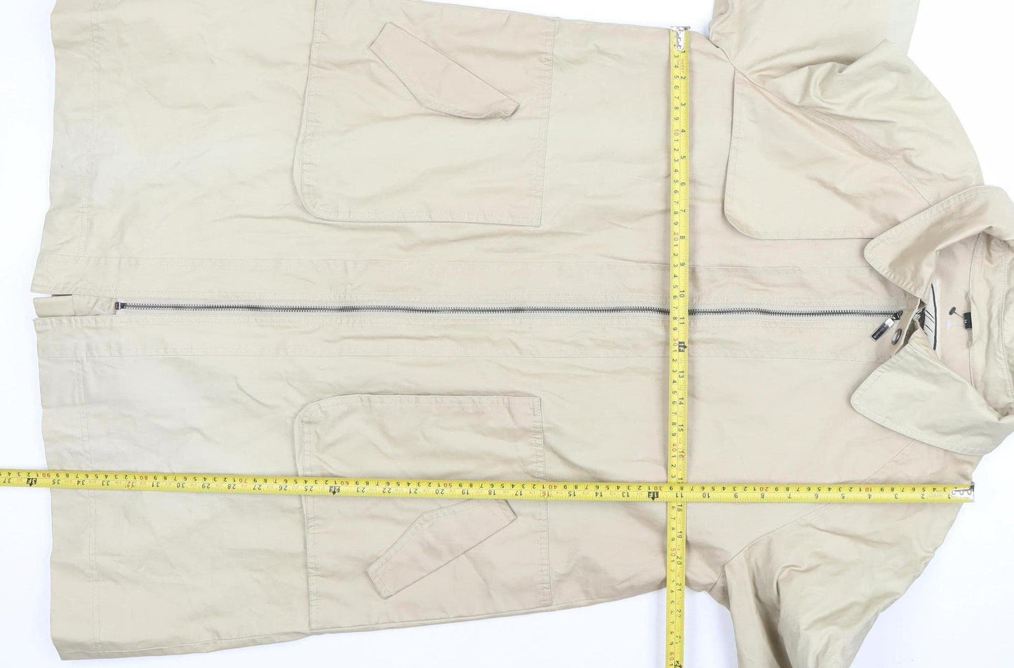 10 Seasons Women Beige Long Rain Coat M Full Zip Classic Style