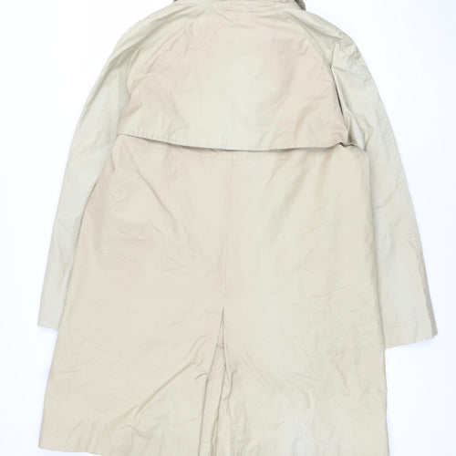 10 Seasons Women Beige Long Rain Coat M Full Zip Classic Style
