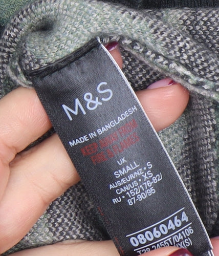Marks and Spencer Women's Green Animal Print Mock Neck Jumper Size S