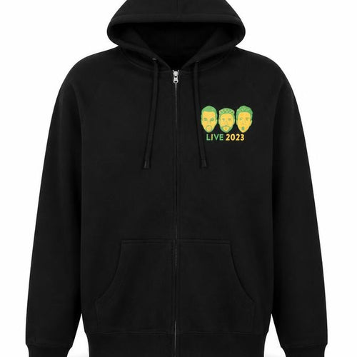 AS Colour Mens Black Full Zip Hoodie Medium Live 2023 Graphic Print
