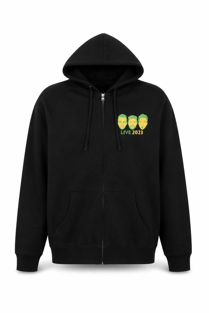 AS Colour Mens Black Full Zip Hoodie Medium Live 2023 Graphic Print