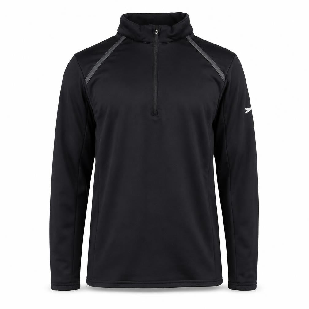 Front view of Slazenger Men's Black 1/4 Zip Athletic Pullover Sweatshirt, size M