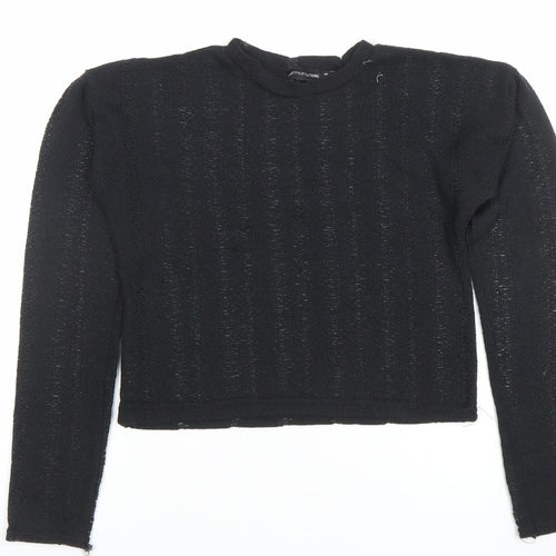 PrettyLittleThing Womens Black Size 6 Cropped Knit Long Sleeve Top