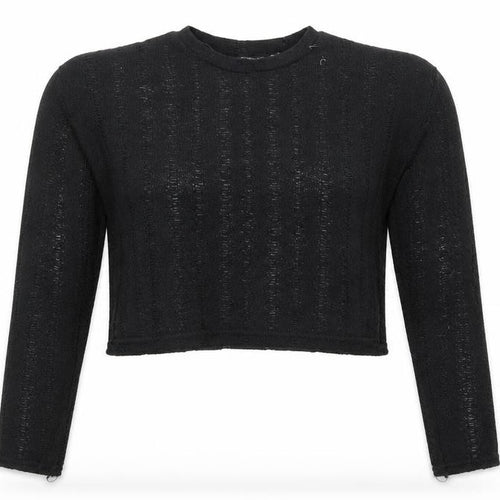 PrettyLittleThing Womens Black Size 6 Cropped Knit Long Sleeve Top