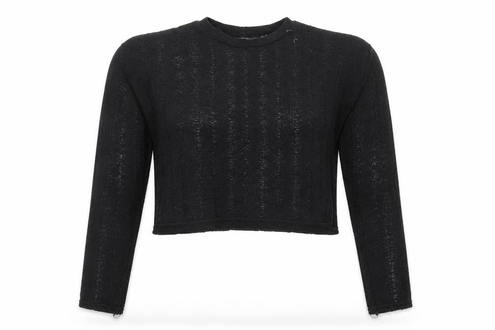 PrettyLittleThing Womens Black Size 6 Cropped Knit Long Sleeve Top