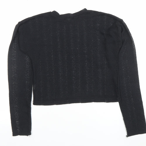 PrettyLittleThing Womens Black Size 6 Cropped Knit Long Sleeve Top