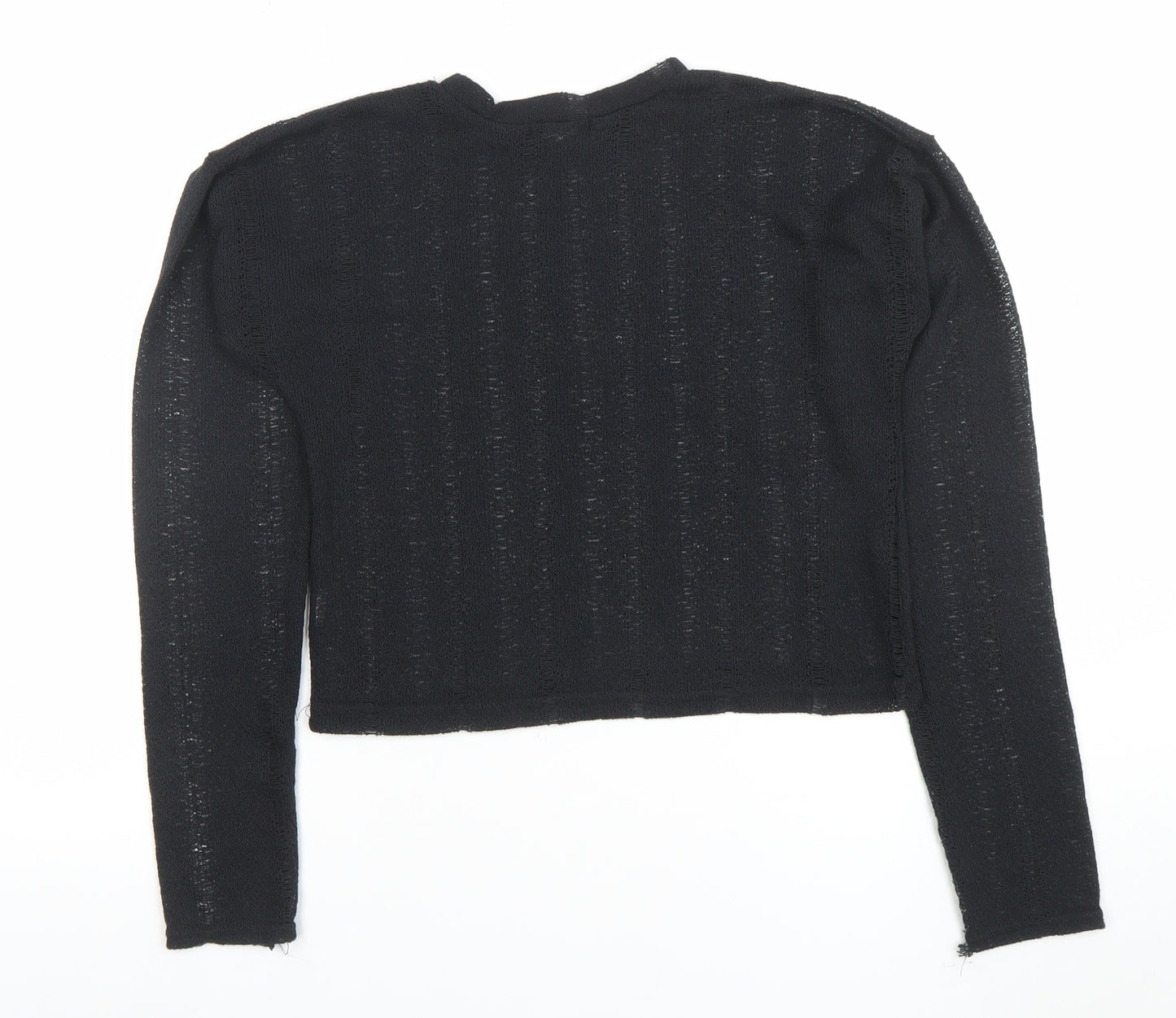PrettyLittleThing Womens Black Size 6 Cropped Knit Long Sleeve Top