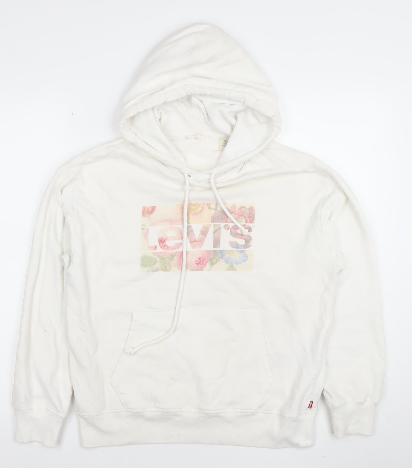 Levi’s Women White Floral Logo Pullover Hoodie Size Small