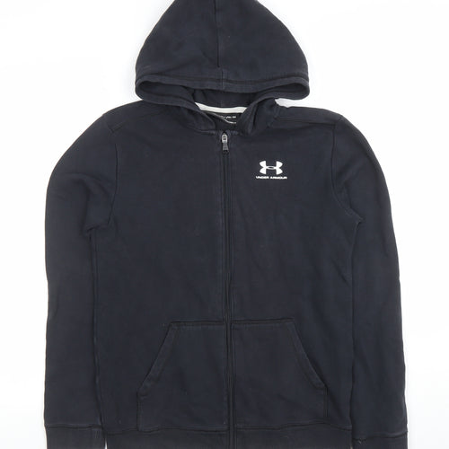 Under Armour Boys Black XL Full Zip Hoodie Sweatshirt Loose Fit