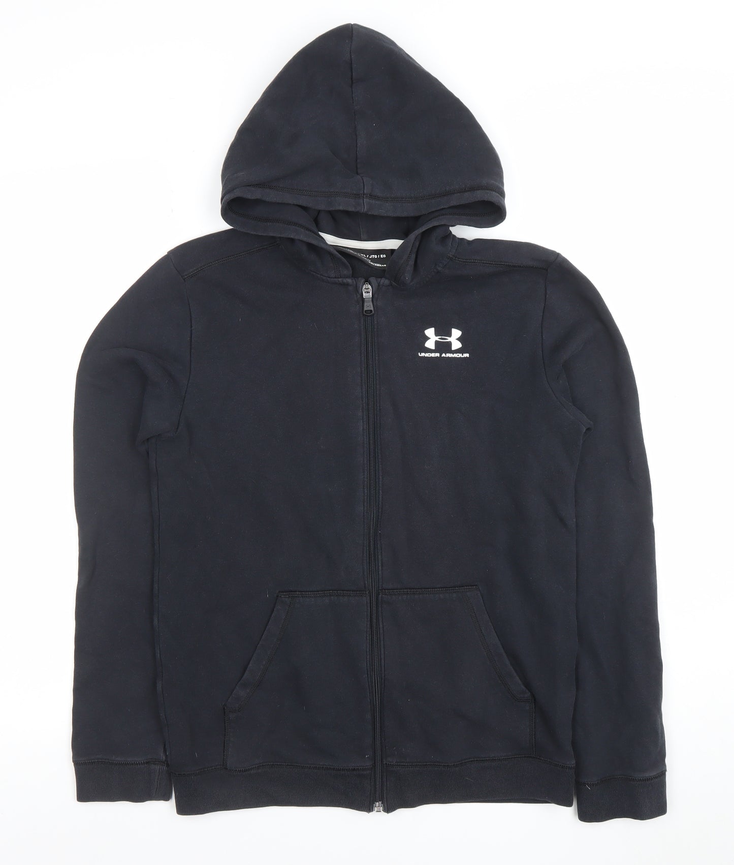Under Armour Boys Black XL Full Zip Hoodie Sweatshirt Loose Fit