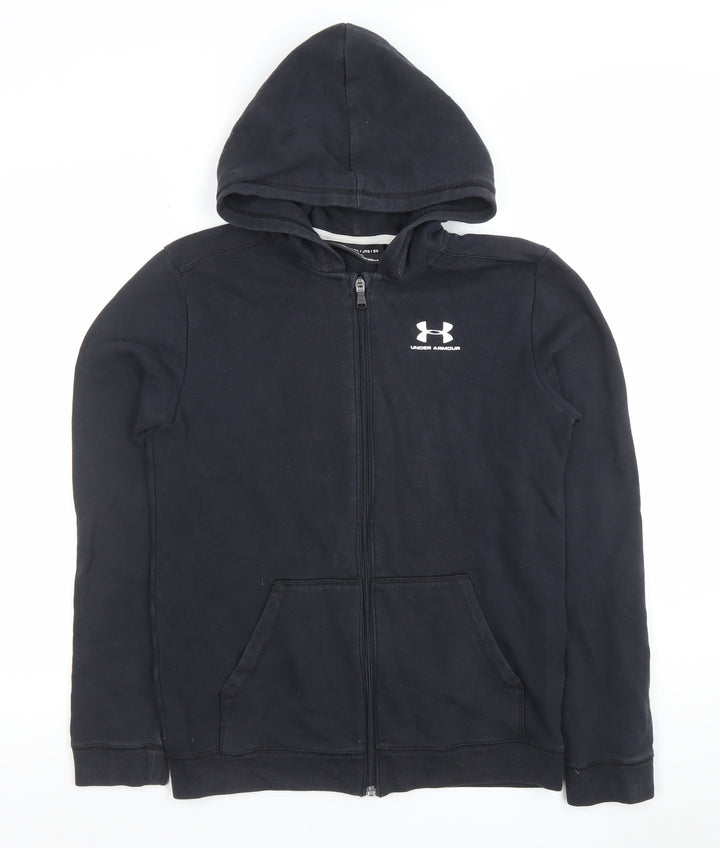 Under Armour Boys Black XL Full Zip Hoodie Sweatshirt Loose Fit