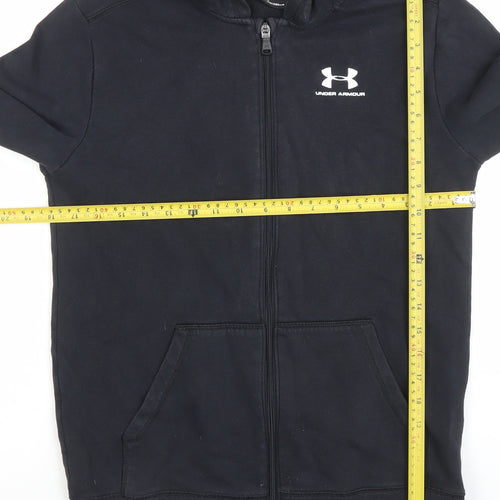 Under Armour Boys Black XL Full Zip Hoodie Sweatshirt Loose Fit
