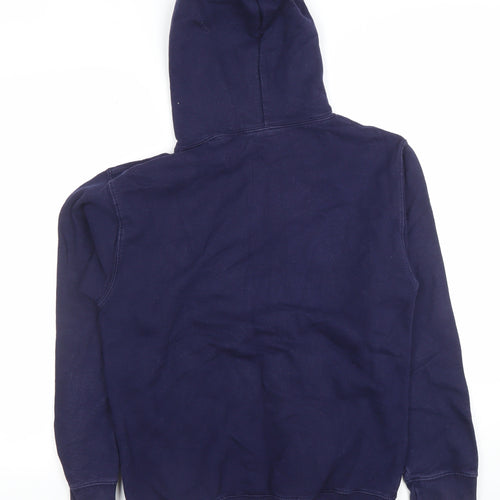JustHoods AWDis Men's Navy Pullover Hoodie Small Graphic Print Funny Quote Cotton Blend