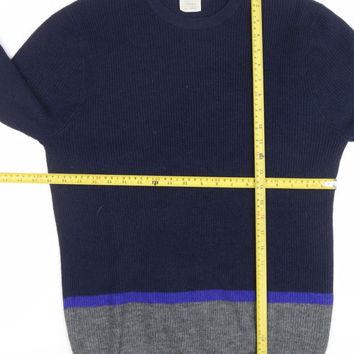 Marks and Spencer Men’s Blue Grey Crew Neck Jumper L Regular Fit