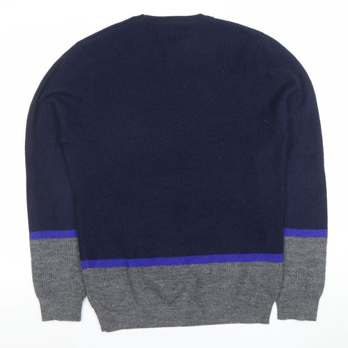Marks and Spencer Men’s Blue Grey Crew Neck Jumper L Regular Fit