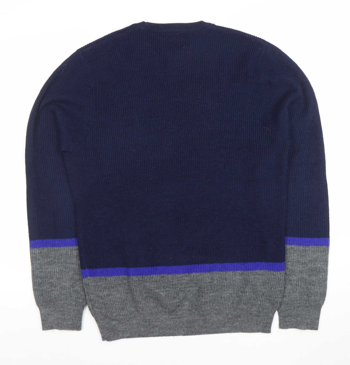 Marks and Spencer Men’s Blue Grey Crew Neck Jumper L Regular Fit