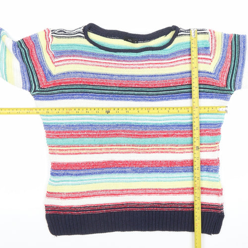 M&Co Women's Multicoloured Striped Crew Neck Pullover Jumper Size 10