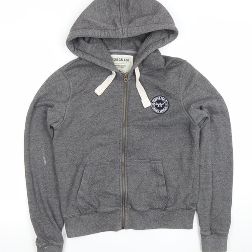 SoulCal & Co Women Grey Full Zip Hoodie UK 12 Cotton Blend Casual