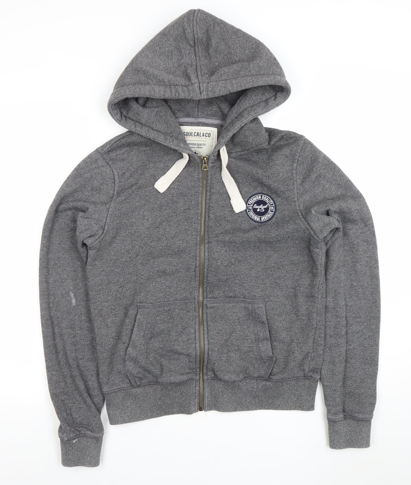 SoulCal & Co Women Grey Full Zip Hoodie UK 12 Cotton Blend Casual