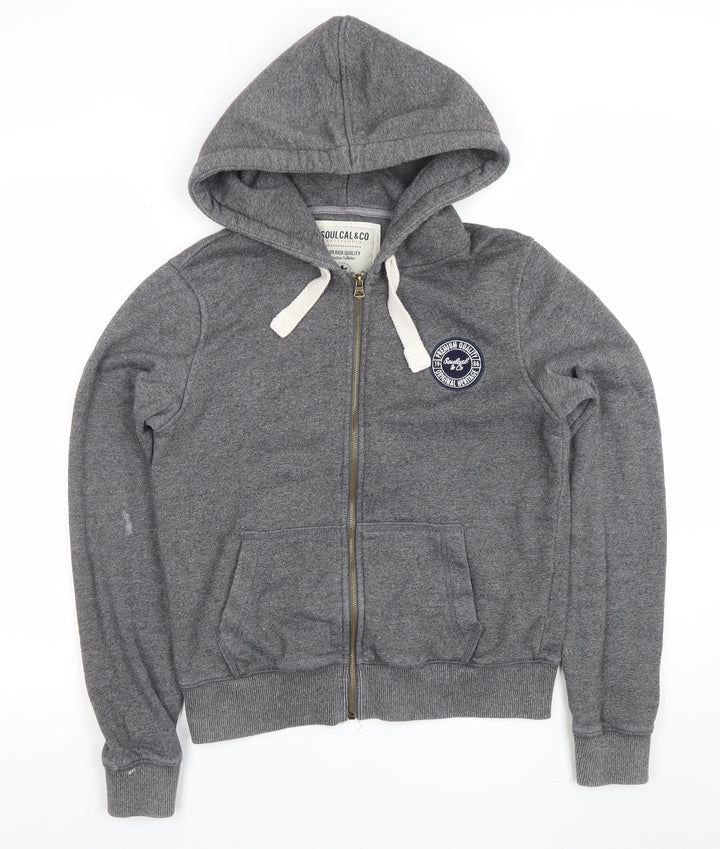 SoulCal & Co Women Grey Full Zip Hoodie UK 12 Cotton Blend Casual